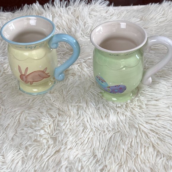 Lori Siebert Certified Intl Ceramic Easter Mugs Vintage - 2 Cups - Picture 1 of 9
